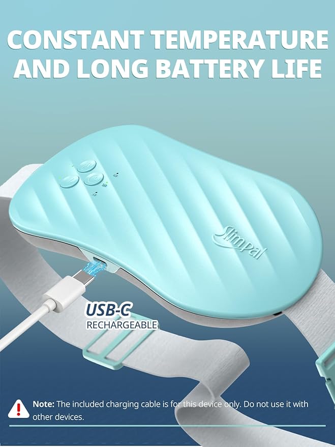 Slimpal AI Portable Heating Pad for Period Cramps, Smart AI Heat Chip, Electric Cordless Heating Belt for Back, Belly, Waist, Stomach, Menstrual Wearable Heating Pad Gifts for Girl Women Her Aqua S2