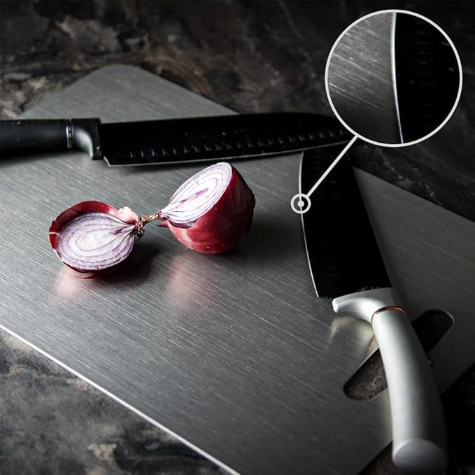 Titanium Cutting Board, 100% Pure Titanium Cutting Boards for Kitchen, Double Sided Food-Grade Chopping Board - Dishwasher Safe Easy to Clean (14"L x 10"W)