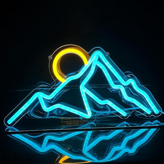 Ulalaza LED Decorative Lights USB Mountains Sunrise Sunset Led Neon Signs Home Decoration Wall Art Holiday Gift Brightness Adjustable 13.4''x6.7''