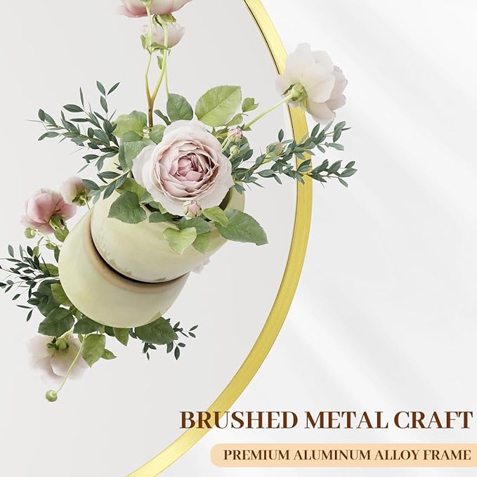 BEAUTYPEAK 30 Inch Round Mirror, Metal Frame Circle Mirror, Wall Mounted for Entryway, Bathroom, Vanity, Living Room, Gold