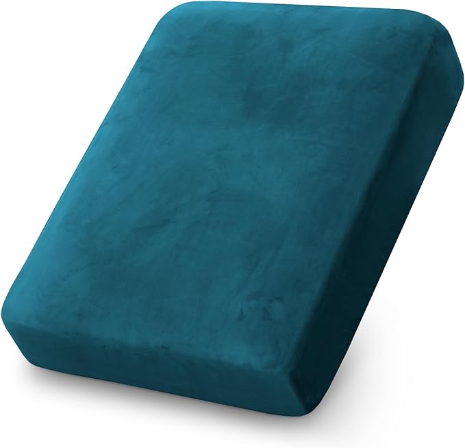 PrinceDeco Couch Cushion Cover Cushion Slipcover for Chair Sofa Cushion Furniture Protector Seat Cushion Sofa Cover for Dog Pet Kid with Elastic Straps Width Up to 29.5", Deep Teal