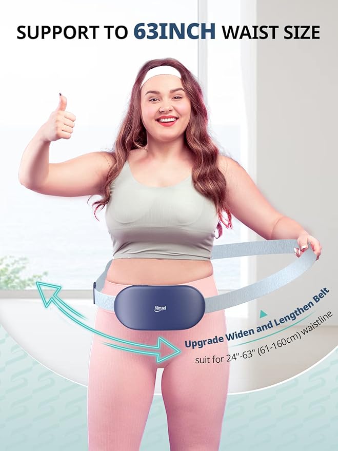 Slimpal Heating Pad for Period Cramps, Plus-Sized Portable Electric Heating Pad, Menstrual Cordless Heat Belt Back, Belly, Waist Pain Relief, Long-Lasting Battery, Gift for Her Girl Women, Dark Blue