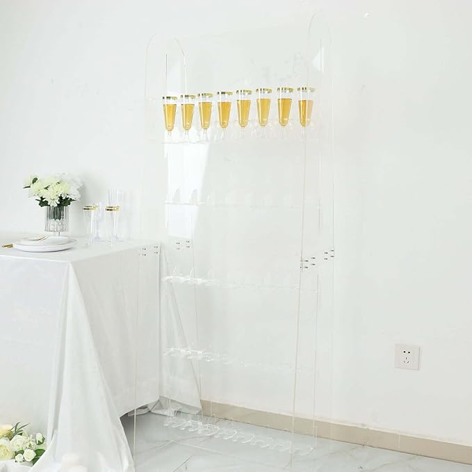 Tableclothsfactory 5ft Clear Acrylic 5-Tier Wine Glass Stemware Rack, Champagne Flute Holder Wall Stand