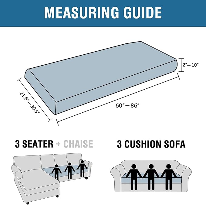 H.VERSAILTEX Super Stretch Individual Seat Cushion Covers Sofa Covers Couch Cushion Covers Slipcover Sets Thick Jacquard Textured Twill Fabric (1 Piece Sofa Cushion Cover, Dusty Blue)