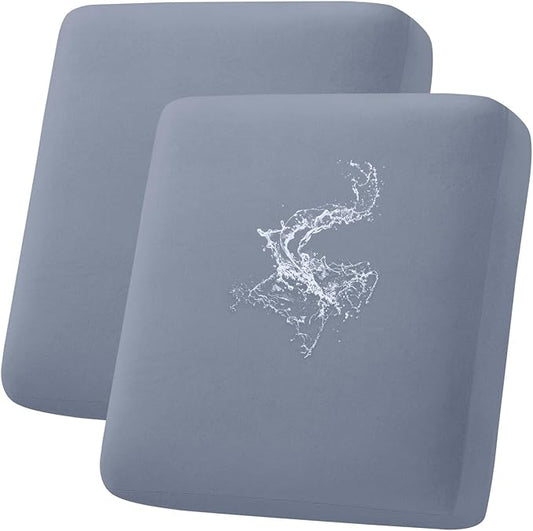 hyha Waterproof Couch Cushion Covers, Stretch Sofa Couch Seat Slipcover for Dog Washable, Non-Slip Waterproof Outdoor Cushion Covers for Patio Furniture Replacement (2 Pieces, Grey)