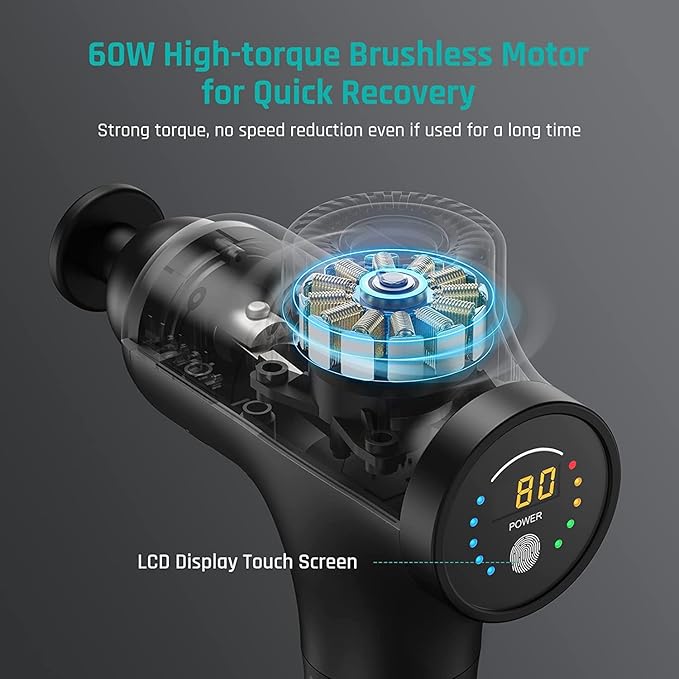 Mebak 3 Massage Gun, Massage Gun Deep Tissue for Athletes, Professional Muscle Percussion Massage Gun,Massager Gun for Shoulder Leg Back Body Pain Relief,Quiet Portable Sport Massager, Gifts for Him