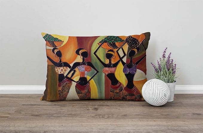 Farmhouse Decorative Outdoor Throw Pillow Covers for Couch Sofa Bed African Woman Pillow Cover Modern Decor Pillow Case 12 x 20 Inch Jcp135