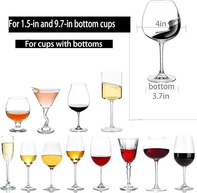 Wine Glass Rack - Under Cabinet Stemware Wine Glass Holder Glasses Storage Hanger Metal Hanging Organizer for Bar Kitchen 3 Rows Black