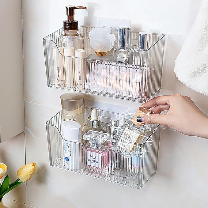2 Piece Cabinet Door Organizer,Self Adhesive Kitchen Cabinet Organizer,Cabinet Door Storage Box for Bathroom/Kitchen/Living room,Storage shelf rv must haves. (Large+Small)
