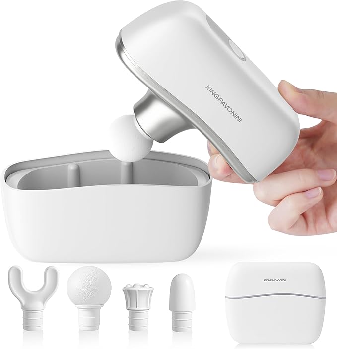 KingPavonini Mini Massage Gun with All-in-One Storage Case, FSA HSA Eligible, Pocket-Sized Small Massage Gun Deep Tissue, 0.5 lbs Portable Percussion Massager for Travel, Gym, Gift for Women Men