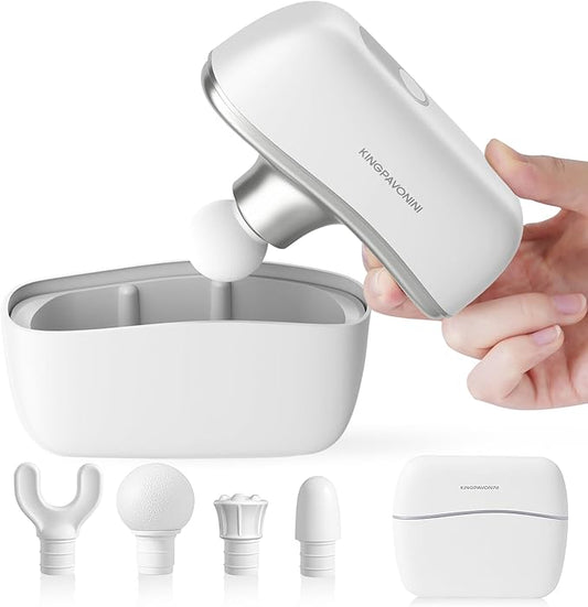 KingPavonini Mini Massage Gun with All-in-One Storage Case, FSA HSA Eligible, Pocket-Sized Small Massage Gun Deep Tissue, 0.5 lbs Portable Percussion Massager for Travel, Gym, Gift for Women Men