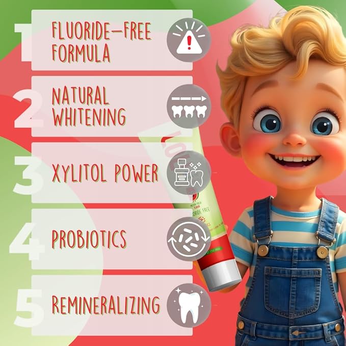 LOL Kids Toothpaste No Fluoride, Nano Hydroxyapatite Toothpaste, Probiotics, Xylitol Tooth Paste Kids | Remineralizing | Natural | Plant-Based Foam | Pasta De Dientes para Niños (Watermelon)