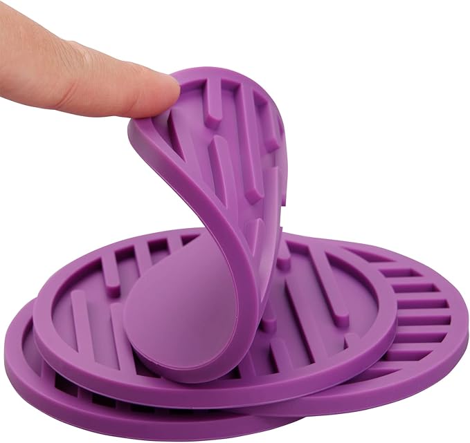 Coasters for Drinks & Coffee Table, Silicone Cup Coasters Set 8 with Holder, Cute Soft Cool Bar Coaster Dia 4 Inch, Beer Funny Coaster for Tabletop, Desk and Outdoor Purple