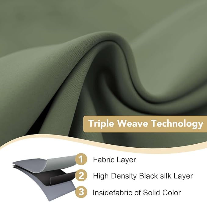 H.VERSAILTEX Blackout Curtains for Bedroom Thermal Insulated Room Darkening Living Room Curtains 84 Inch Long Grommet Privacy Protection Window Curtain Panels/Drapes, 2 Panels, Bronze Green