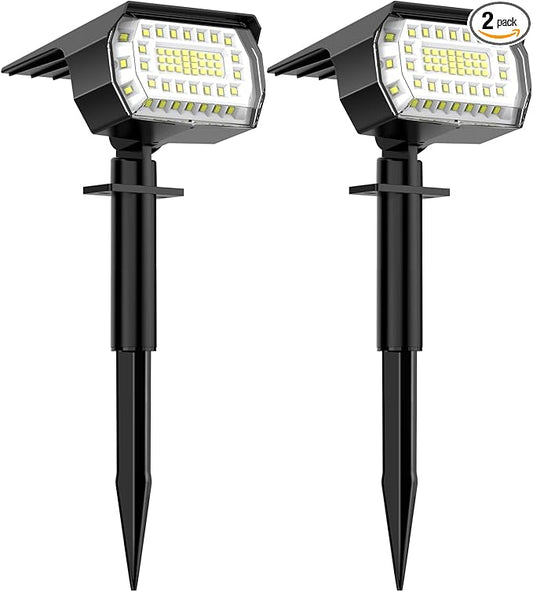LANSOW Solar Spot Lights Outdoor, [2 Pack/57 LED] 2-in-1 Solar Landscape Spotlights, 3 Modes IP65 Waterproof Dusk to Dawn Solar Powered Flood Wall Lights for Outside Yard Garden Path(Cool White)