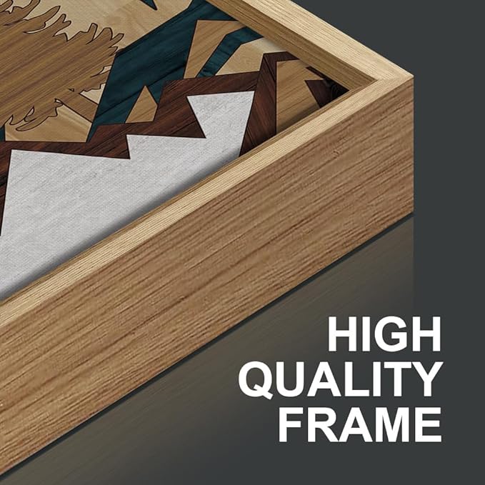 SIGNINART Vintage Mountain Framed Canvas Wall Art Set, Boho Sunrise Art Prints, Forest Nature Wilderness Art Paintings, Modern Farmhouse Woodcut Style Wall Decor for Living Room Bedroom, Office 16"x24"x3