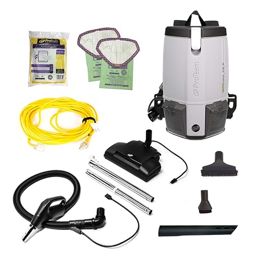 ProTeam ProVac FS 6 Commercial Backpack Vacuum with Power Nozzle Tool Kit, 6 Quart, Gray