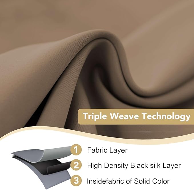 H.VERSAILTEX Blackout Curtains for Bedroom Thermal Insulated Room Darkening Living Room Curtains 84 Inch Long Grommet Privacy Protection Window Curtain Panels/Drapes for Nursery, 2 Panels, Macchiato