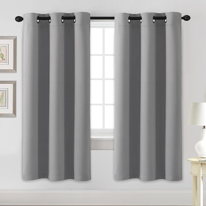 H.VERSAILTEX Blackout Curtains for Bedroom Thermal Insulated Room Darkening Living Room Curtains 72 Inch Long Grommet Privacy Protection Window Curtain Panels/Drapes for Nursery, 2 Panels, Dove Grey