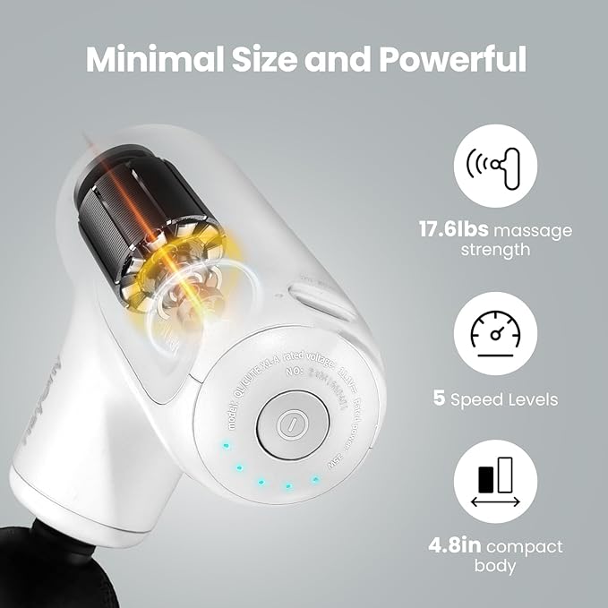 Super Mini Massage Gun Deep Tissue for Athletes, Small Travel Massage Gun, Handheld Portable Muscle Massager for Full Body Pain Relief, 2025 Gifts for Man&Women