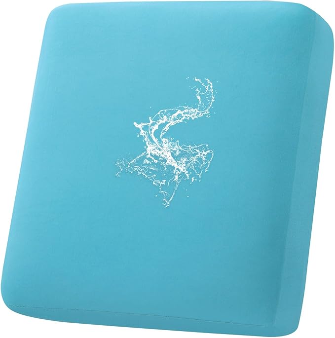 hyha Waterproof Couch Cushion Covers, Stretch Sofa Couch Seat Slipcover for Dog Washable, Non-Slip Waterproof Outdoor Cushion Covers for Patio Furniture Replacement (1 Piece for Small, Peacock Blue)