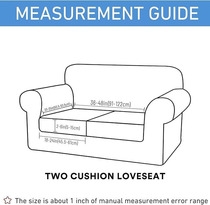 hyha Waterproof Couch Cushion Covers, Washable Sofa Cushion Slipcovers, Thick Stretch Jacquard Fabric, Couch Sofa Covers for Pets with Elastic Bottom (2 Pieces, Grey)