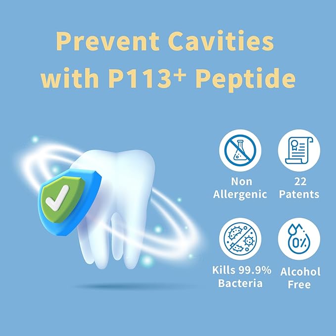 Mouth Spray for Kids, Toddler Toothpaste Helper, Fluoride Free Baby Toothpaste Cavity Protection, Oral Care with Natural P113+ Antibacterial Peptide - for Newborns to Age 6 (Watermelon)