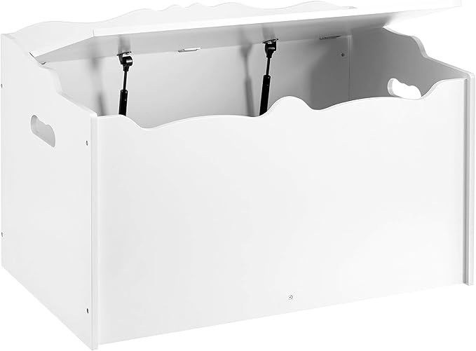Amazon Basics Kids Toy Box, Wooden Organizer Storage Chest,White, 30" x 18" x 19"