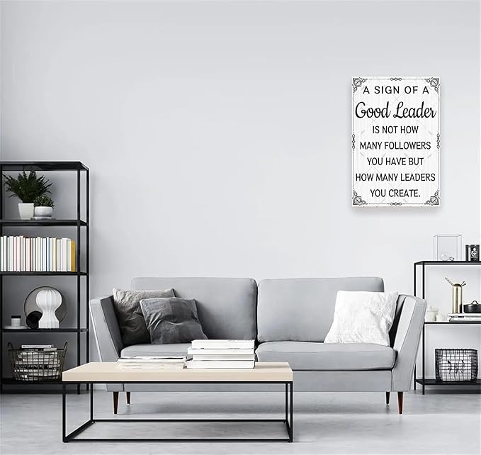 DZQUY Good Leader Metal Sign –12x8 Inches Inspirational Wall Art with Vintage Retro Design, Motivational Office & Home Decor for Living Room, Bedroom