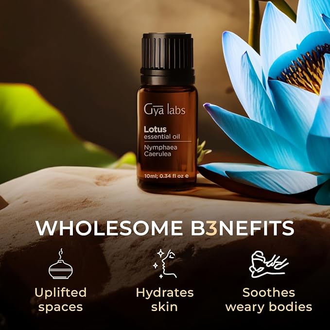 Gya Labs Lotus Essential Oil for Diffuser - 0.34 Fl Oz - 100% Pure Natural Lotus Oil for Skin, Massage, DIY & Candle Making Scent
