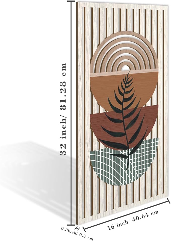 IARTTOP Large Abstract Geometric Wood Boho Wall Art Boho Wall Decor Set Mid Century Modern Wooden Wall Decor Bohemian Wall Art For Bedroom Living Room Office 16"x32"