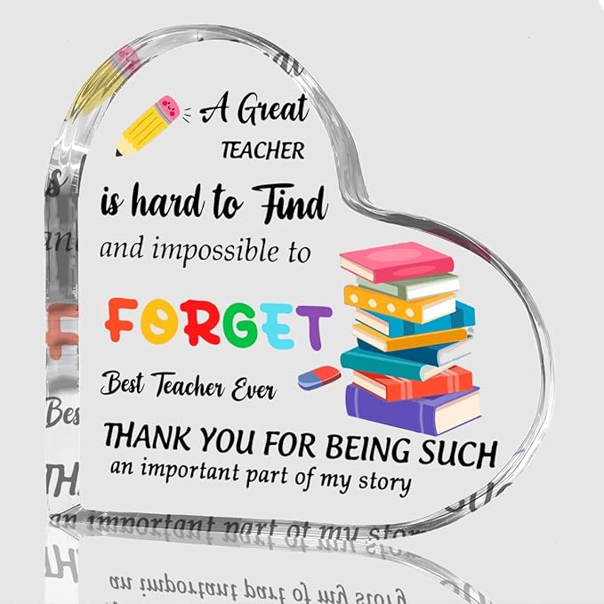 Teachers Day Graduation Season Opening Season Gifts Teacher Gifts Teacher Appreciation Gifts Best Teacher Gifts for Women Acrylic Heart for Her Coworker Friend Principal Educator Birthday Christmas