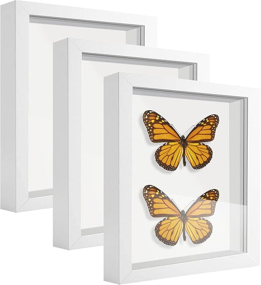 5x7 Shadow Box Frame Display Case with Letter Stickers, 3D Picture Frame, Display Case Box for Memorabilia, Baby Items, Wedding Memories, Crafts, Tickets and Photos (3Pcs-White, 5x7)