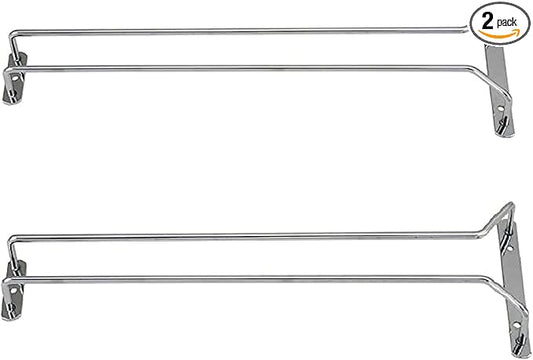 TrueCraftware- 24-Inch Wine Glass Rack Chrome Finish Set of 2- Stemware Rack Wire Hanging Rack Under Cabinet Wine Glass Stemware Holder Glass Storage Hanger Organizer for Kitchen and Bar