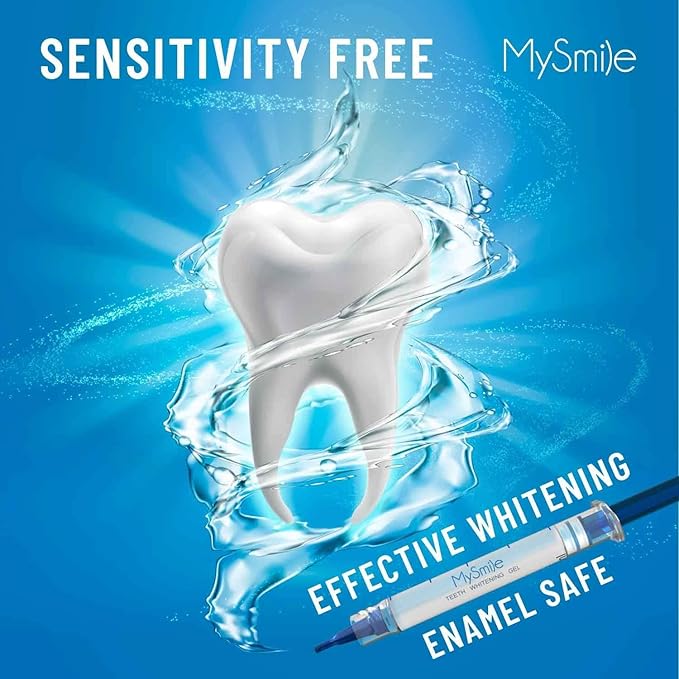 MySmile Teeth Whitening Kit with LED Light, 10 Min Non-Sensitive Fast Teeth Whitener with 3 Carbamide Peroxide Whitening Gel, Helps to Remove Stains from Coffee, Smoking, Wines, Soda, Food