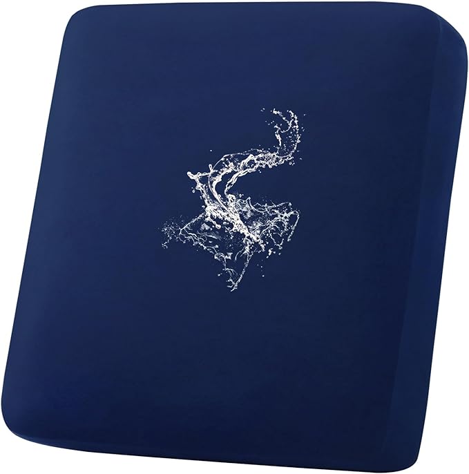 hyha Waterproof Couch Cushion Covers, Stretch Sofa Couch Seat Slipcover for Dog Washable, Non-Slip Waterproof Outdoor Cushion Covers for Patio Furniture Replacement (1 Piece for Small, Navy)