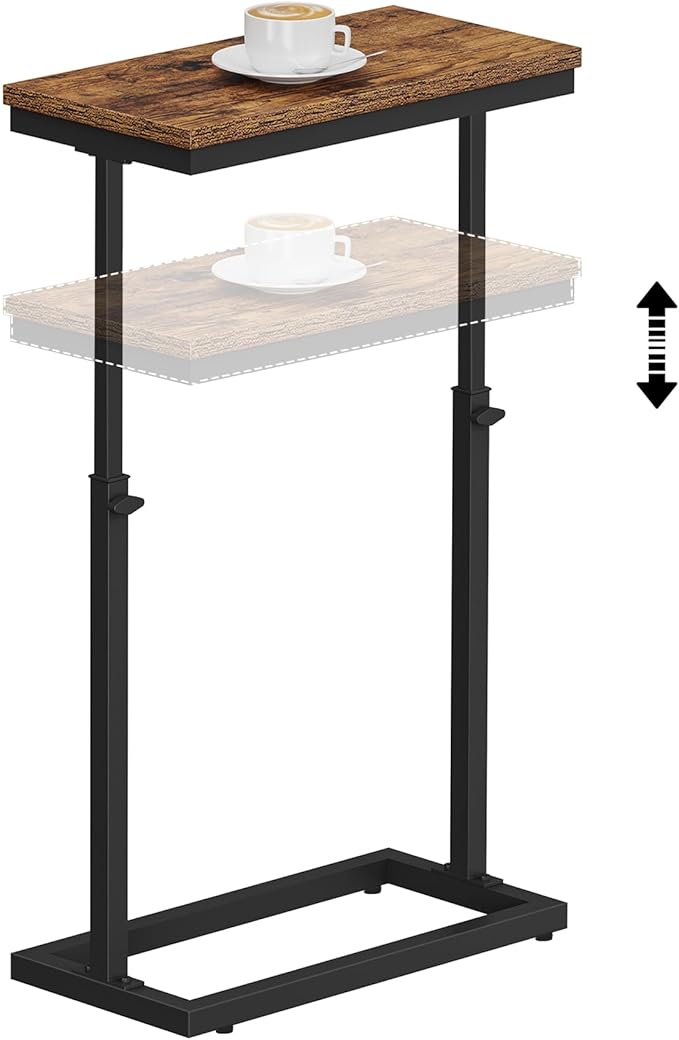 TUTOTAK End Table, Side Table, Tall Couch Table, Sofa Table, Living Room, Bedroom, Brown TB01BB083