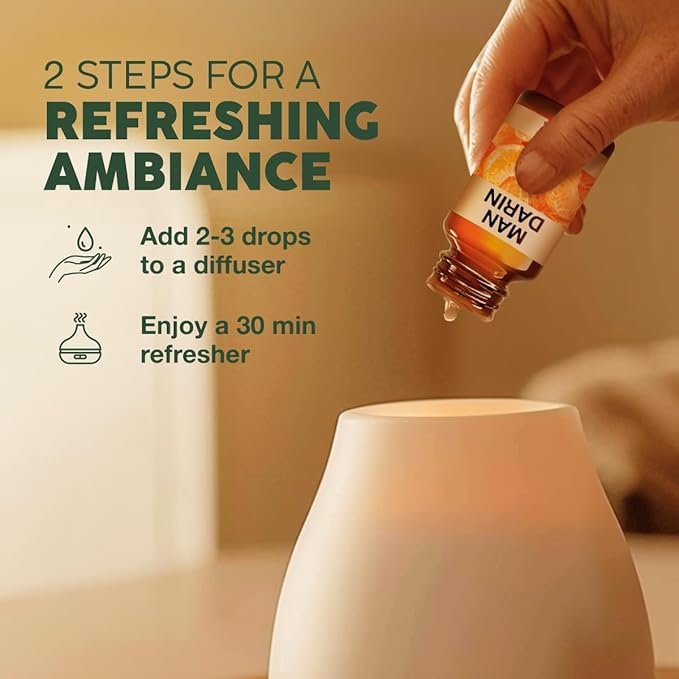 Kukka Mandarin Essential Oil for Diffuser Skin - 0.34 Fl Oz - 100% Pure Natural, Fresh & Citrusy Scent for Aromatherapy,Candle, Bath Bomb & Soap Making Scent DIY