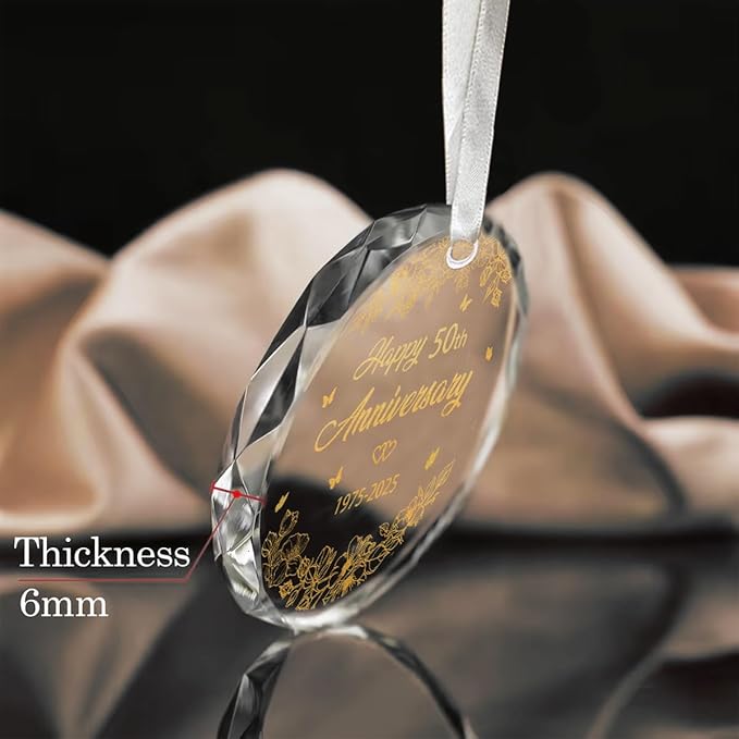 50th Wedding Anniversary Ornament, 50th Anniversary Wedding Gift, 50 Years As Mr. & Mrs. Gift for 50 Years Couple Husband Wife Married Parents Grandparents Friends 2025 - Glass Ornament 3"