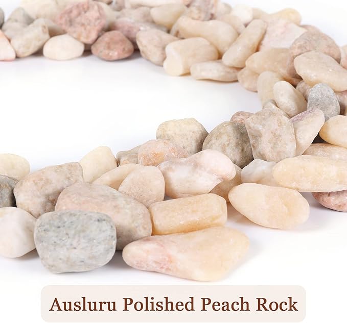 5lbs Natural River Rocks, Polished Pebbles for Plants Garden, 1-2 inch Decorative Peach Stones, Ideal for Fish Tank, Vases, Crafting, Home Decor and Garden Landscaping Rocks,Peach