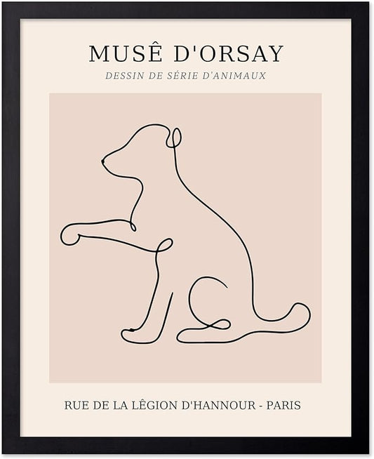 Poster Master Vintage Poster - Retro One Line Dog Drawing Print - Dog Art - Minimal Gift for Men, Women, Animal Lover - Abstract Wall Decor for Home, Office, Bedroom, 24x32 Unframed Wall Art
