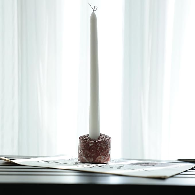 Travertine Candle Holder - Handmade Marble Candlestick Holder for Taper Candle - Vintage Small Stone Candle Sticks Holder Decor for Table Centerpieces, Wedding, Party, Fits 3/4 Inch Thick Candle