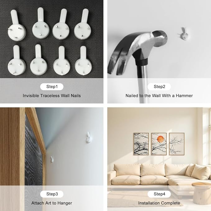 Celestdeco Large Vintage Tree Branch Framed Canvas Wall Art Set, Retro Tree Drawing Wall Decor, Nature Botanical Wall Painting, Neutral Landscape Art Print for Living Room, Bedroom, Office - 16"X24"X3