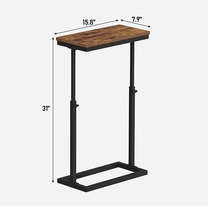 TUTOTAK End Table, Side Table, Tall Couch Table, Sofa Table, Living Room, Bedroom, Brown TB01BB083