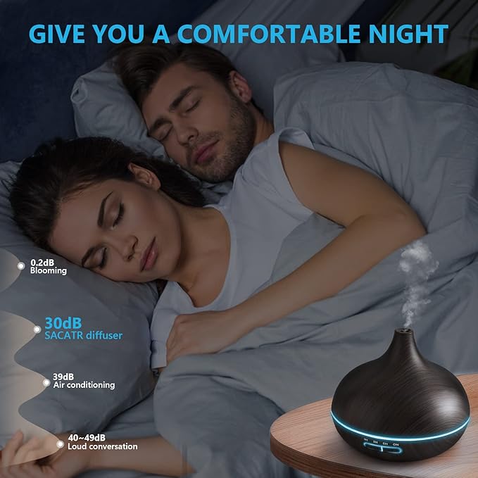 SACATR 550ml Aromatherapy Diffuser with 15x10mL Essential Oils, Ultrasonic Technology, Remote Control for Home Office