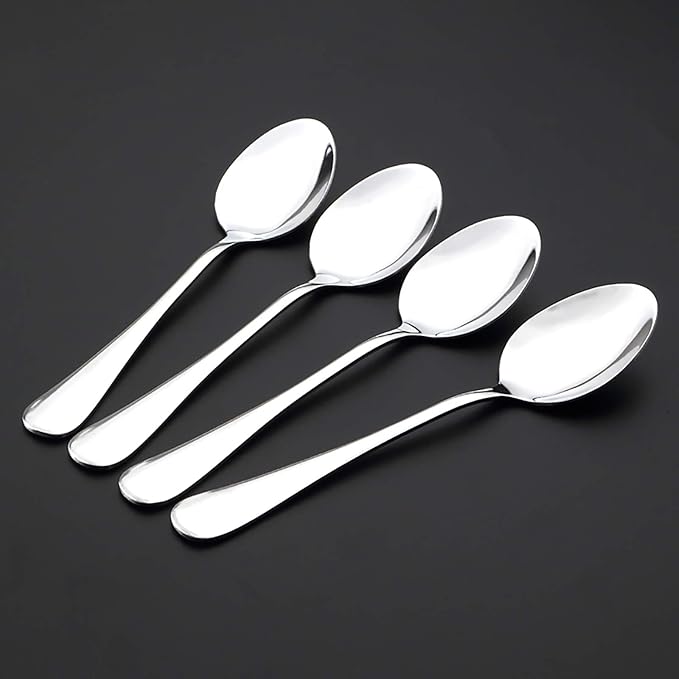 VANRA 4-Piece Children Spoons Stainless Steel Kids Dinner Spoons Child Silver Cutlery Set 5.6-inch (4 spoons)