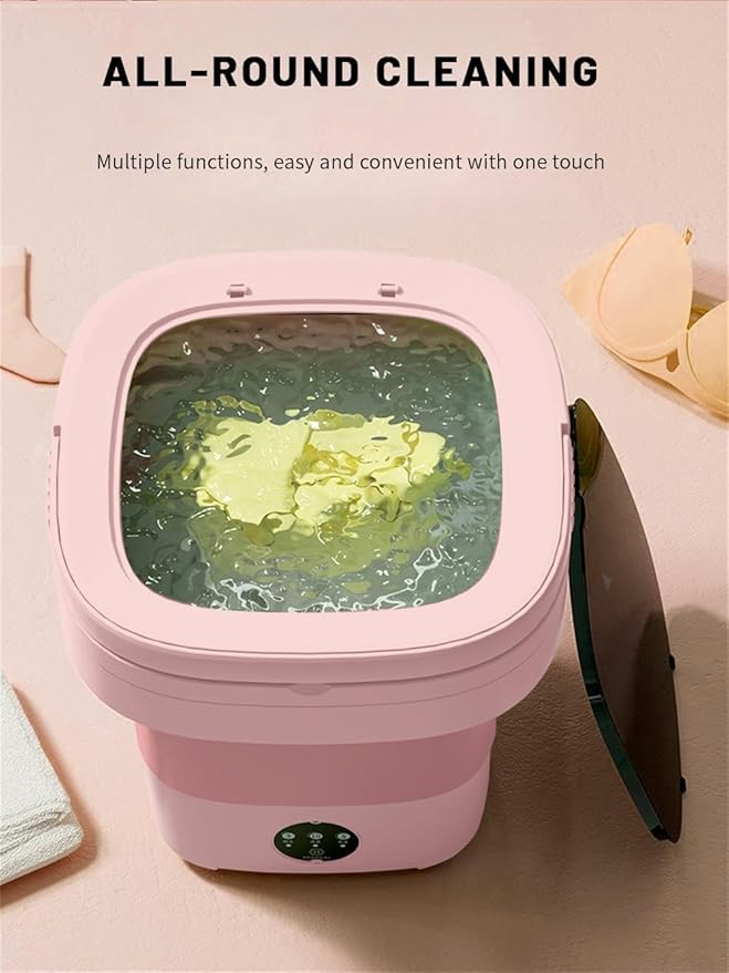 Portable Washing Machine, Mini Washer,16L Upgraded Large Capacity Foldable Washer.Deep Cleaning of Underwear, Baby Clothes and Other Small Clothes.Suitable for Apartments, Dormitories, Hotels.(Pink)