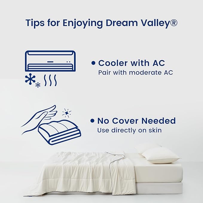 Dream Valley®Outlast®Deepsleep Cooling Comforter, King Size, NASA-Grade Space Technology Cooling Blanket for Hot Sleepers Night Sweats, Q-Max > 0.45 Aerocool™Breathable, Ivory, 106"x90"