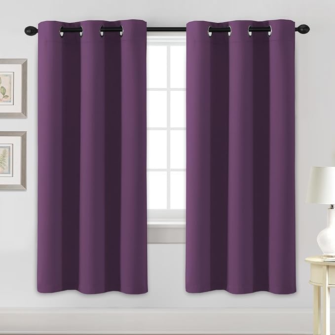 H.VERSAILTEX Blackout Curtains for Bedroom Thermal Insulated Room Darkening Living Room Curtains 72 Inch Long Grommet Privacy Protection Window Curtain Panels/Drapes for Nursery, 2 Panels,Plum Purple