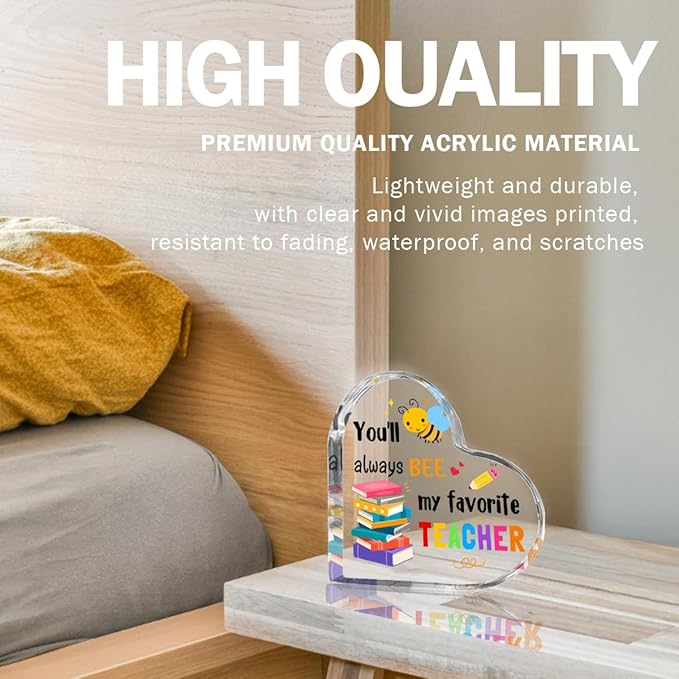 Teachers Day Graduation Season Opening Season Gifts Teacher Gifts Teacher Appreciation Gifts Best Teacher Gifts for Women Acrylic Heart for Her Coworker Friend Principal Educator Birthday Christmas